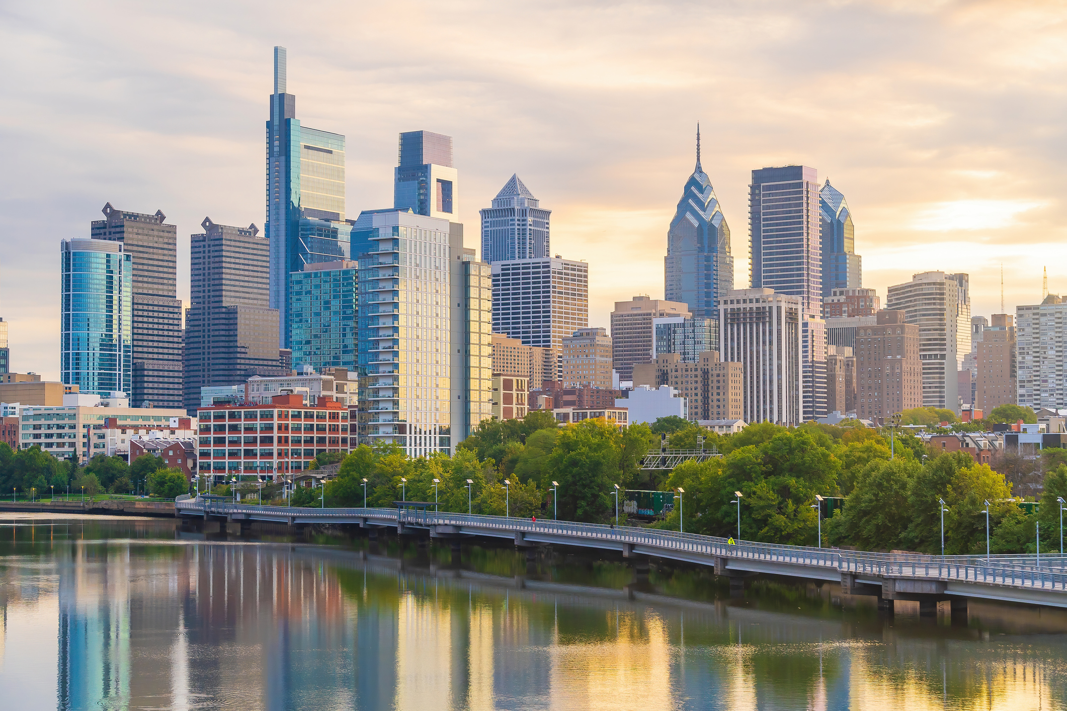 Philadelphia downtown city skyline, cityscape of Pennsylvania USA